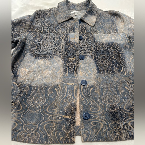 Rebecca Malone jacket size L blue with intricate design - Picture 9 of 9